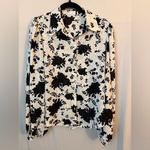 Q2 Monochrome Floral Button Down Shirt